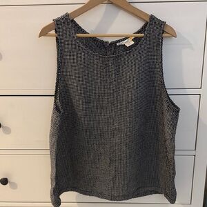 Black and White Linen Blend Sleeveless Top Layering Piece C & C California Sz L